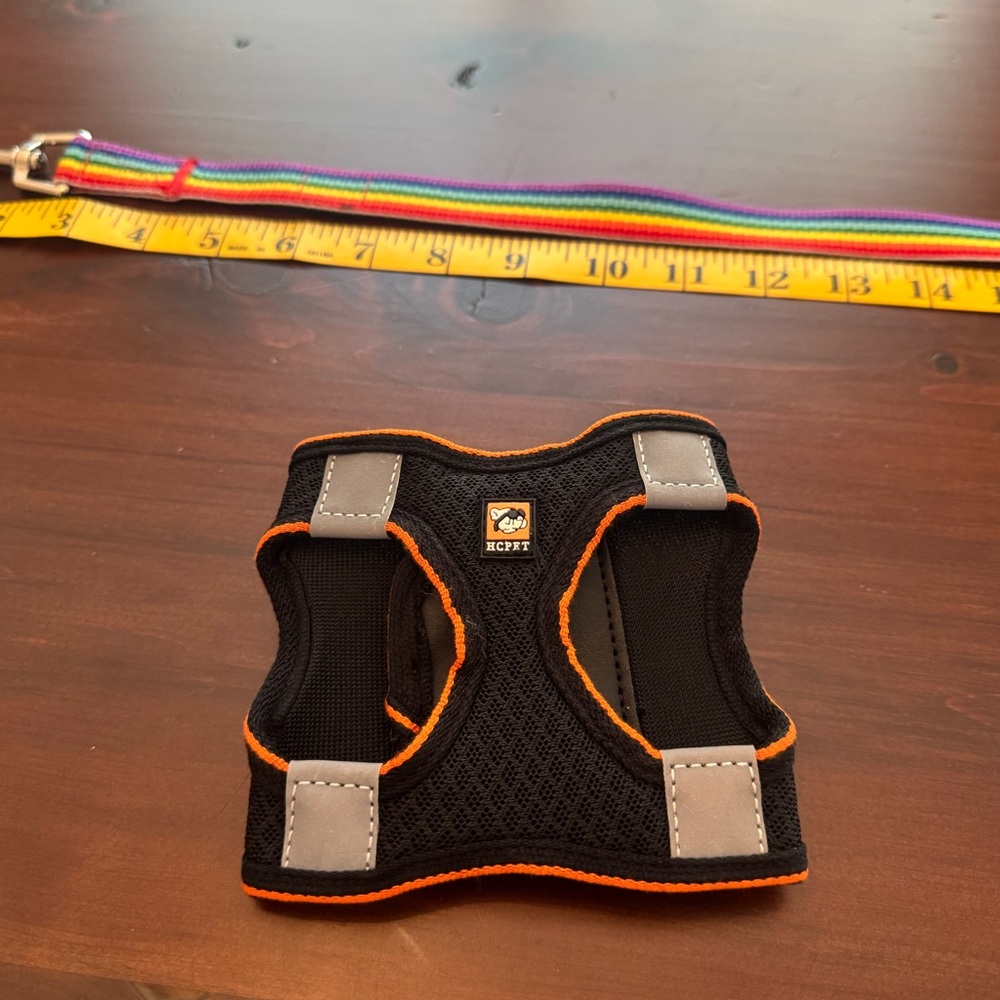 Cats, dogs or Pets Black, orange and rainbow 🌈 Harness and rainbow leash.